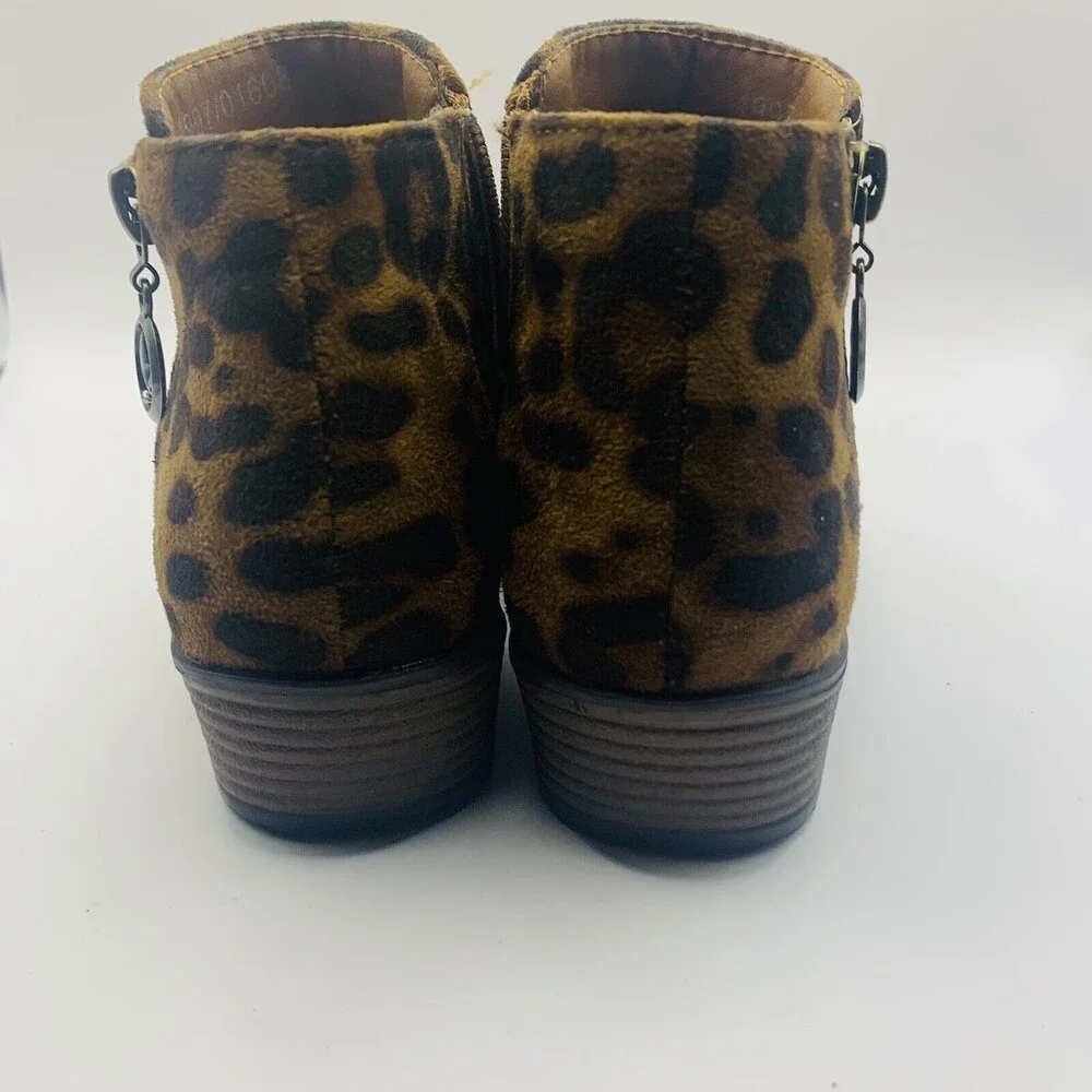 Pierre Dumas Kids Animal Print Leopard Zipp Faux Suede Ankle Shoe Boots Size 11